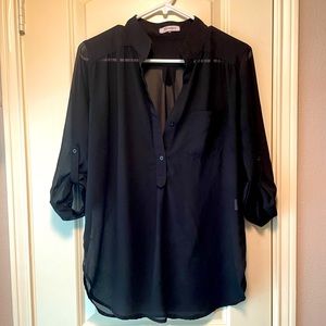 Black sheer blouse with 3/4 sleeves